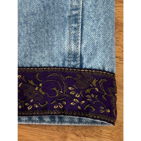 Vintage Y2K Bill Blass Cropped Jeans Purple Ribbon Trim Womens Size 12 Retro - Picture 5 of 11